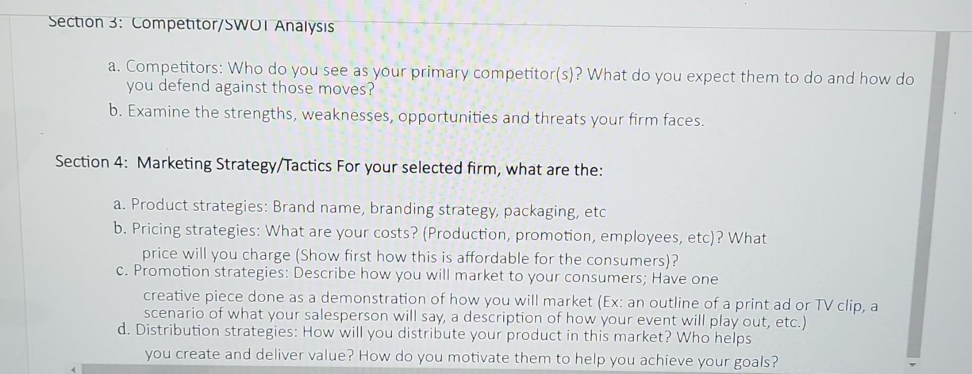 You will select a new product idea for your