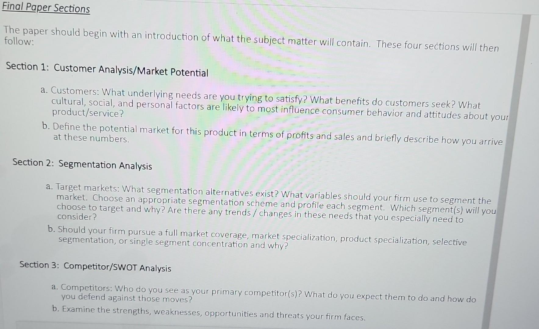 You will select a new product idea for your current employer,