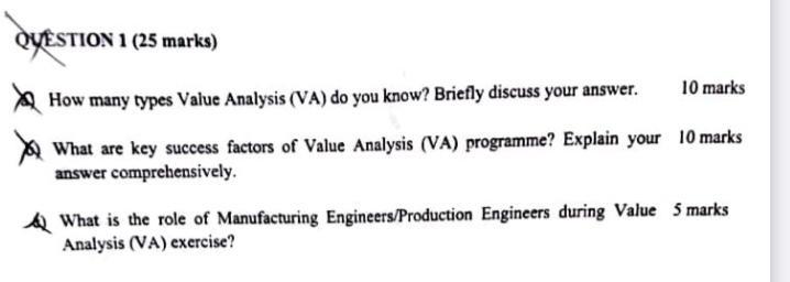 QUESTION 1 (25 marks) How many types Value