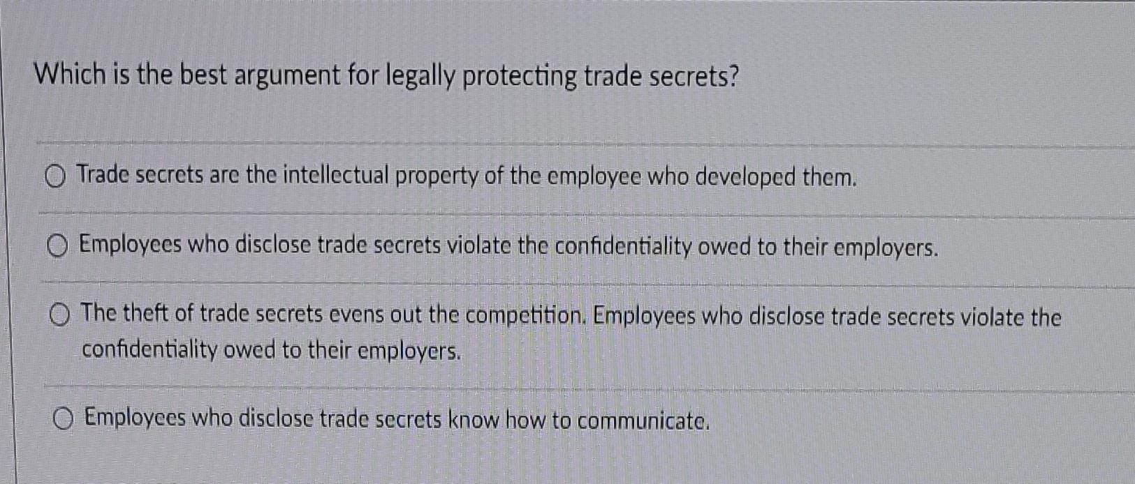 Which is the best argument for legally protecting