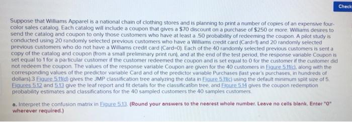 Check Suppose that Williams Apparel is a national