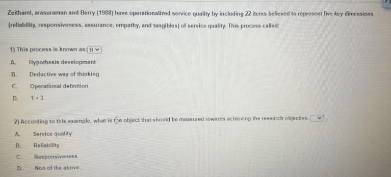 Zeithaml, arasuraman and Berry (1988) have