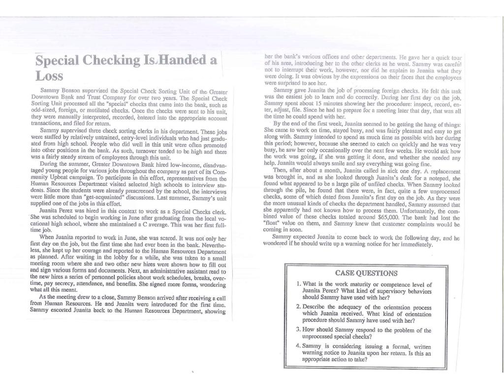 Special Checking Is. Handed a Loss Sammy Benson