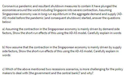 Coronavirus pandemic and resultant shutdown
