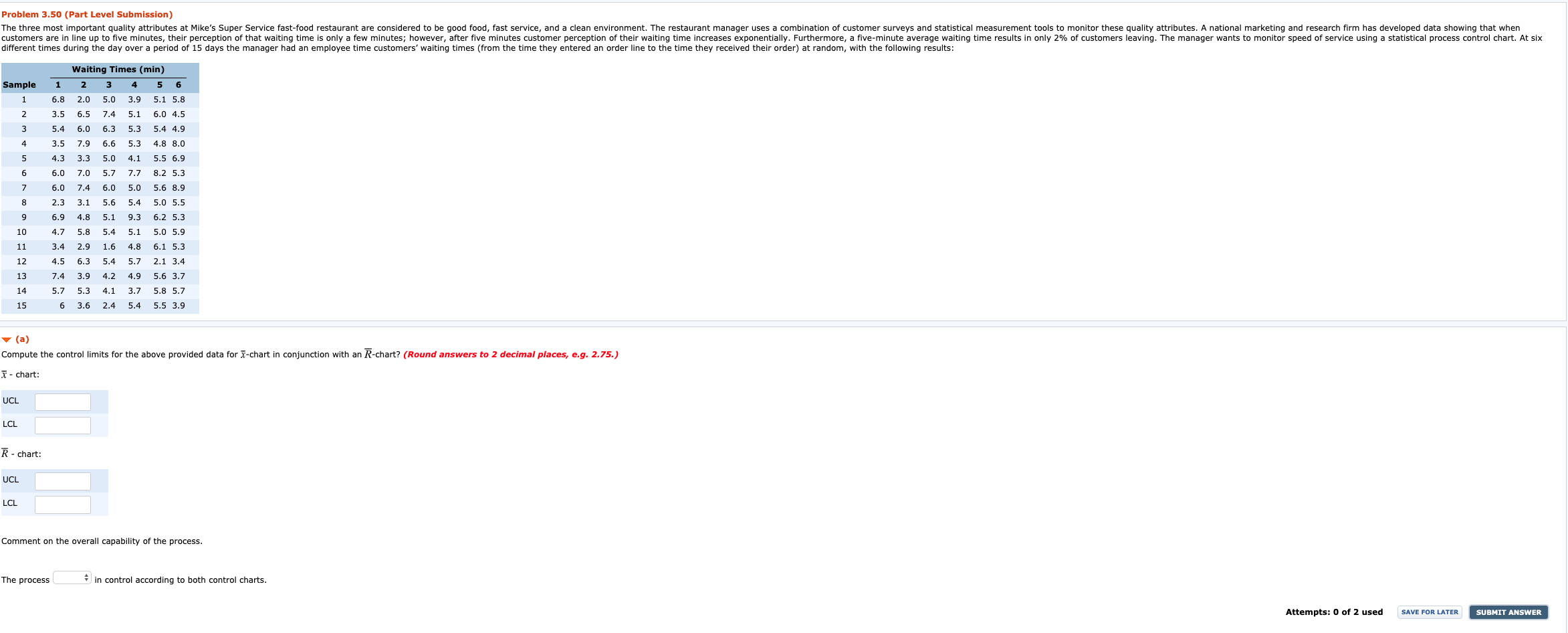 Problem 3.50 (Part Level Submission) The three