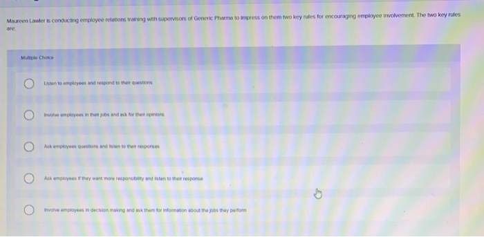 Maureen Lawier is conducting employee relation