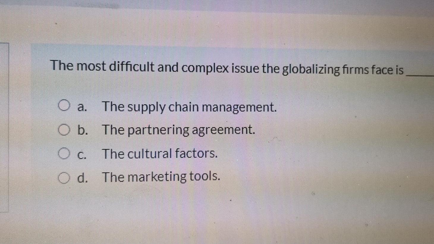 The most difficult and complex issue the