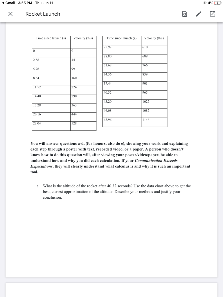 Gmail 3:55 PM Thu Jun 11 4% Rocket Launch ROCKET