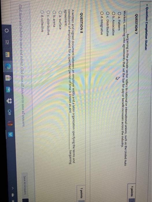 * Question Completion Status: QUESTION 7 1 points