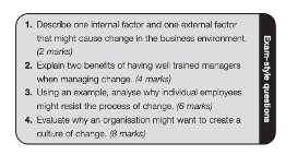 1. Describe one internal factor and one external