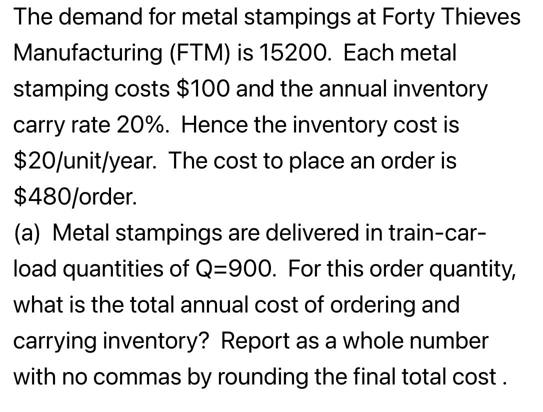 The demand for metal stampings at Forty Thieves