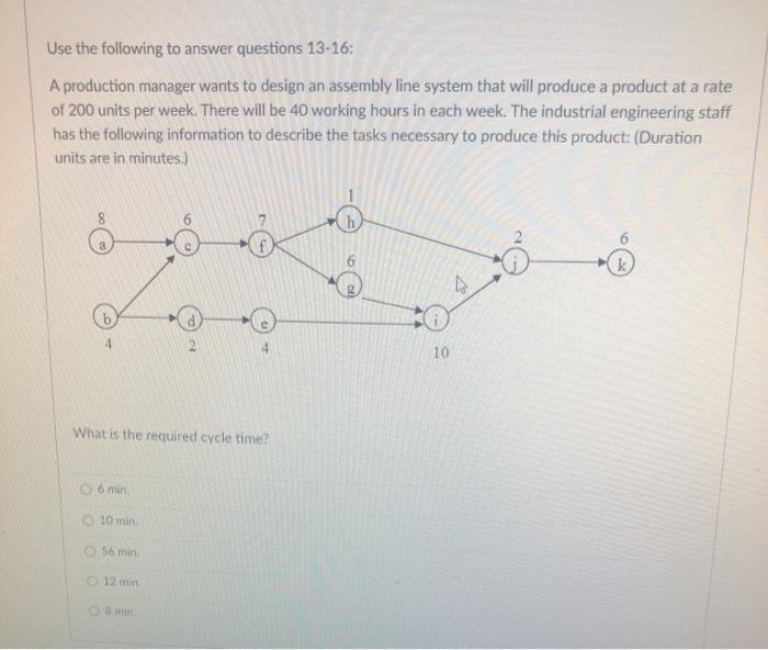 Use the following to answer questions 13-16: A