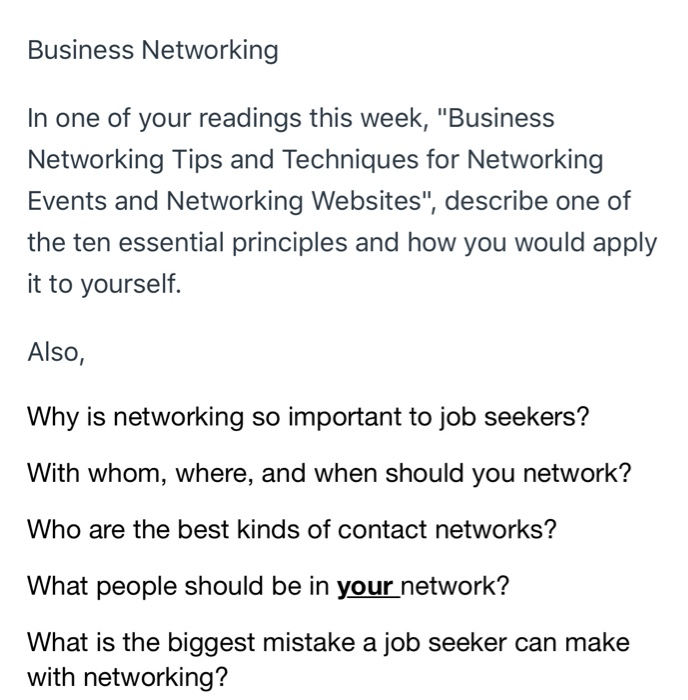 please type only!! thanks Business Networking In