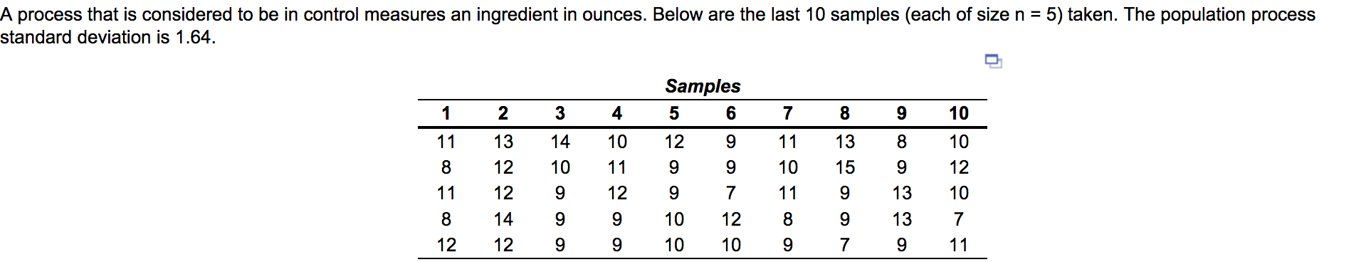With z =3, the control limits for the mean chart