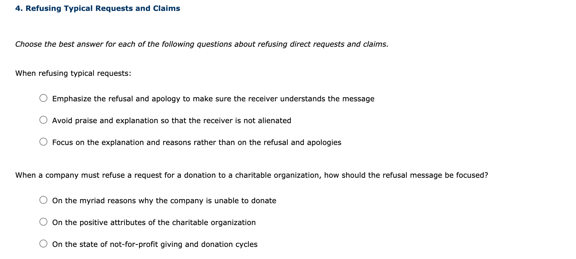 4. Refusing Typical Requests and Claims Choose