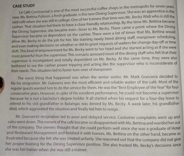 Read the case study and answer the questions