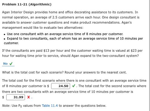 Problem 11-21 (Algorithmic) Agan Interior Design