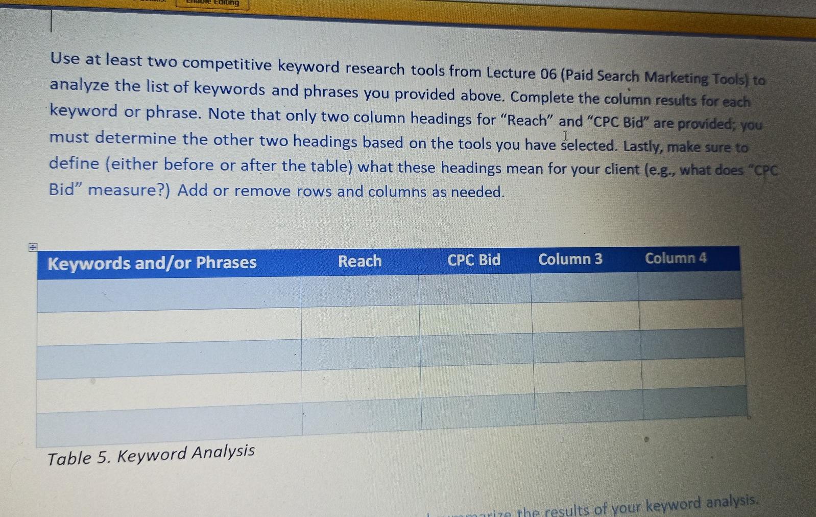 bm Keyword (Key Phrase) Analysis 4 points Now