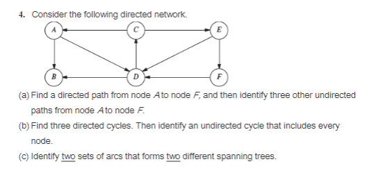 4. Consider the following directed network. (a)