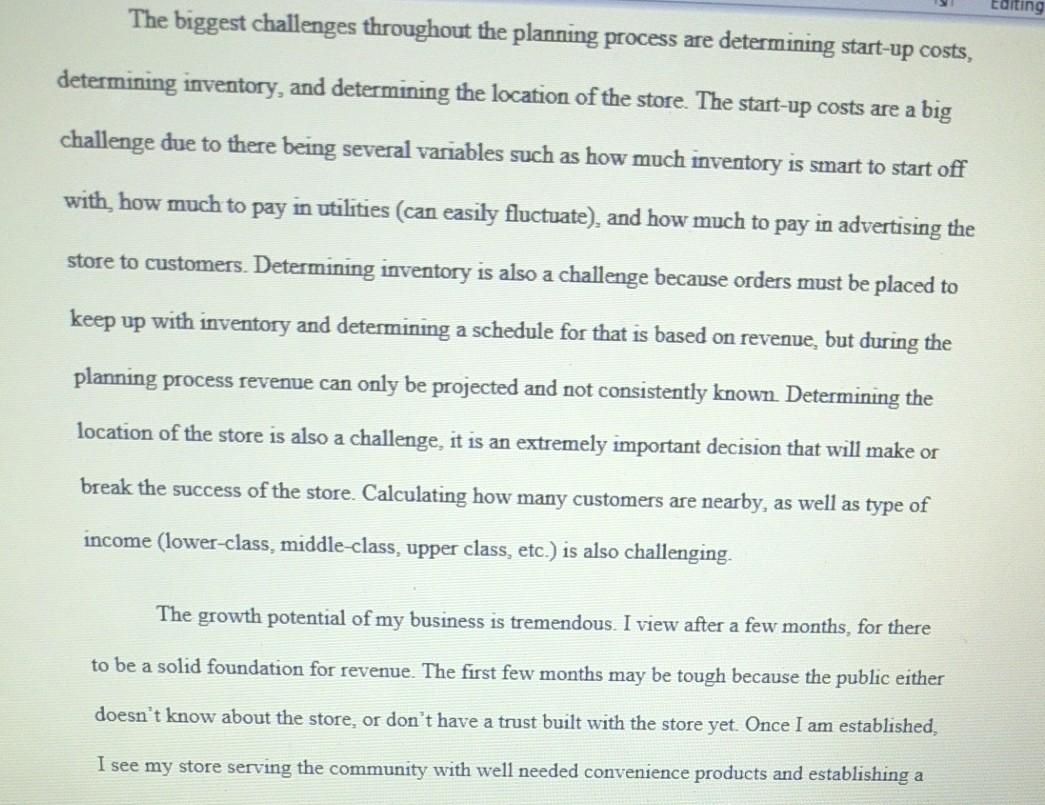 Editing The biggest challenges throughout the