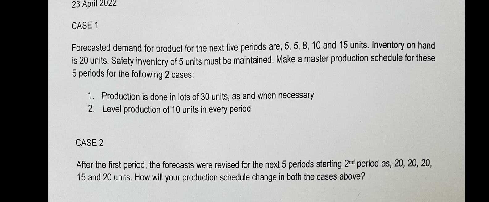 please solve this 2 operations management cases.