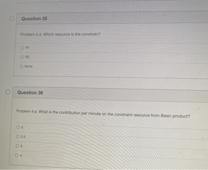 D Problem 4. TOC Product Basic Special Activities