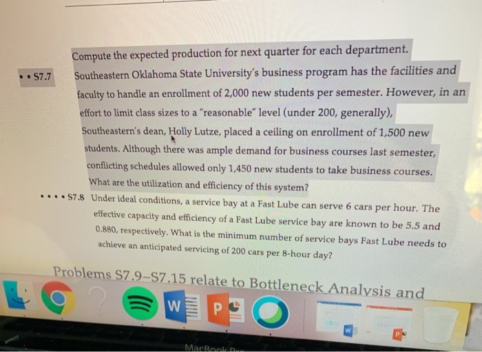 S7.7 and S7.8 .. Compute the expected production