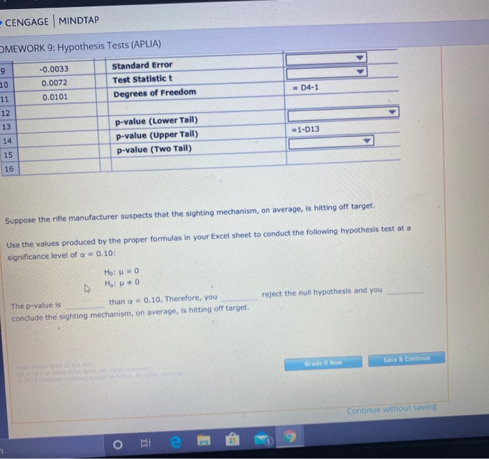 4. Using Excel - Testing a population mean Aa Aa