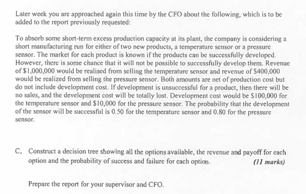 Later week you are approached again this time by