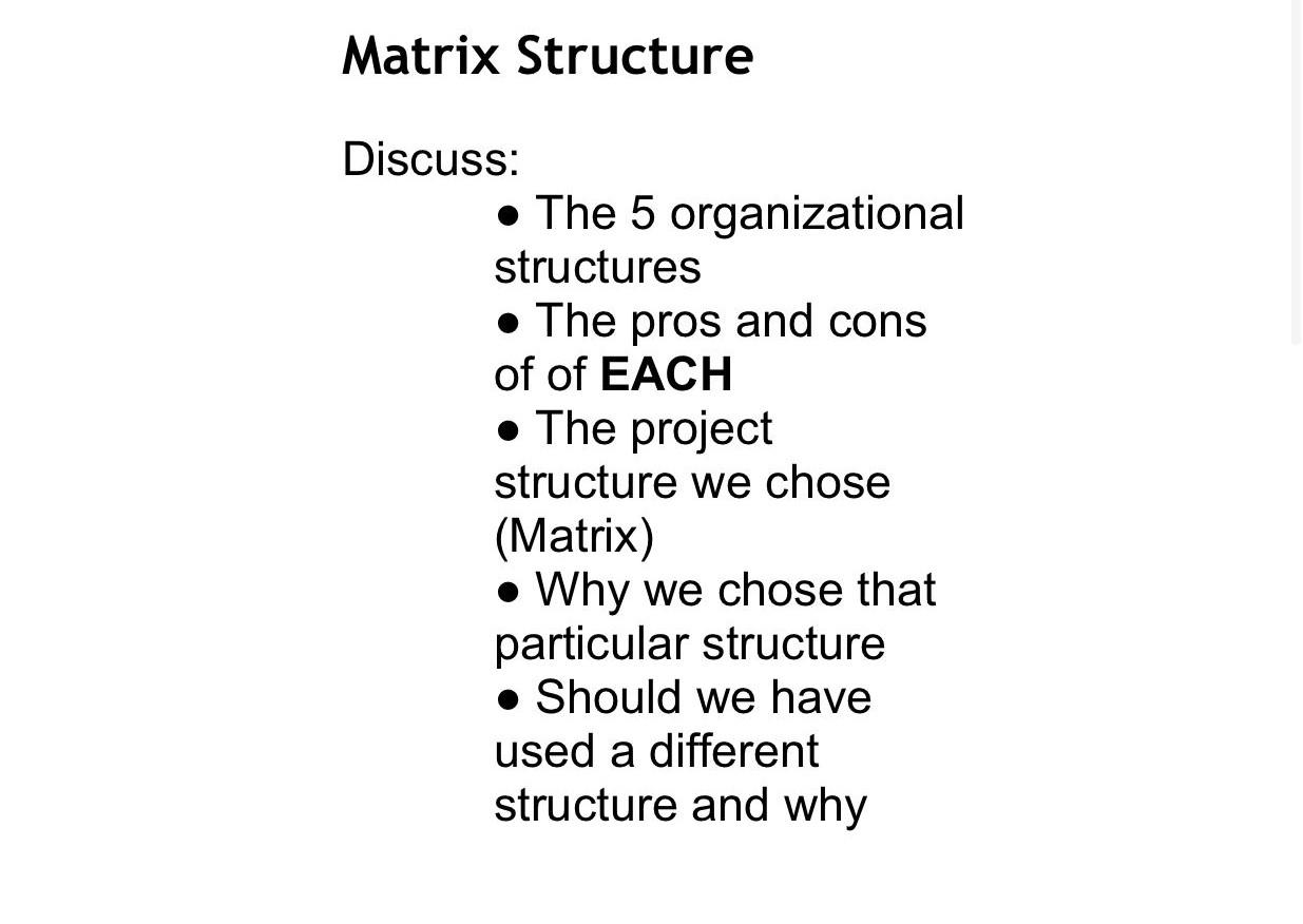 Matrix Structure Discuss: The 5 organizational
