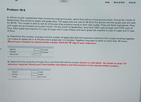Seved Help Save & Exit Submit Problem 19-5 A