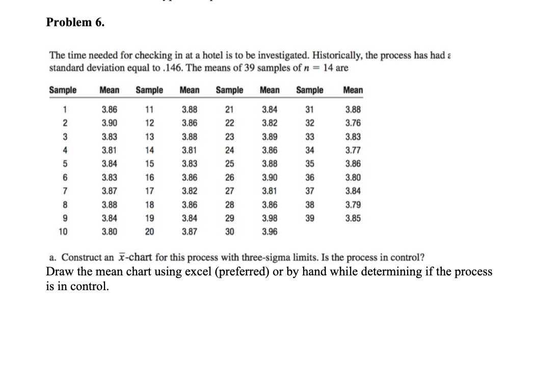 Problem 6. The time needed for checking in at a