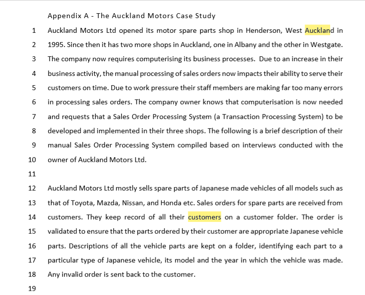 1 2 3 4 5 Appendix A - The Auckland Motors Case