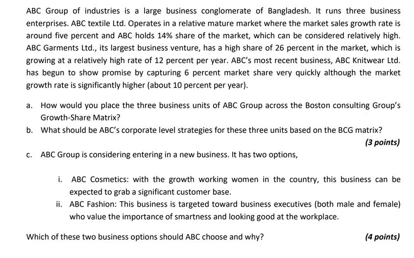 ABC Group of industries is a large business