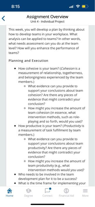 This week, you will develop a plan by thinking