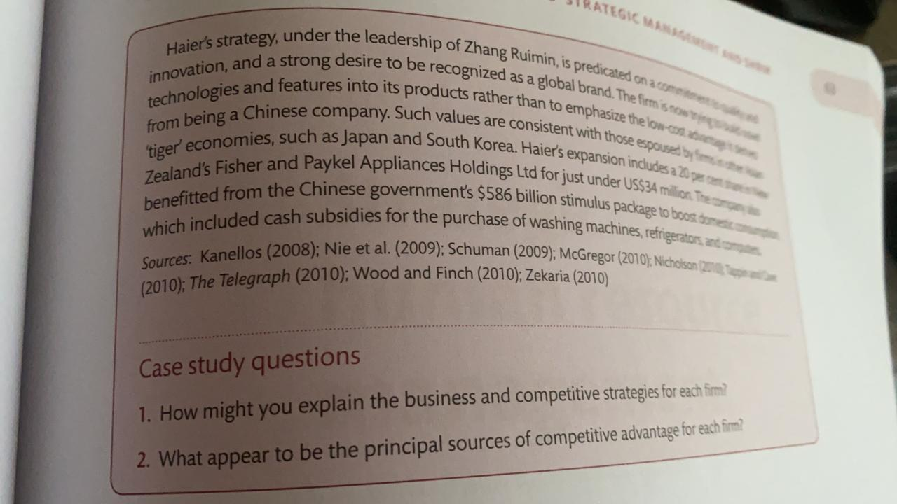 Haier's strategy, under the leadership of Zhang