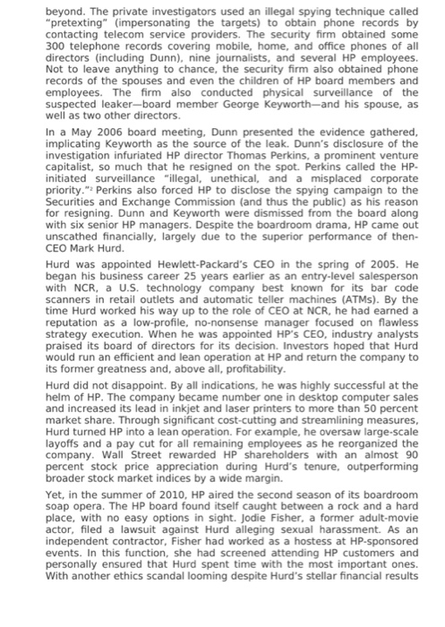 Question 2 and 3 only HP's Boardroom Drama and