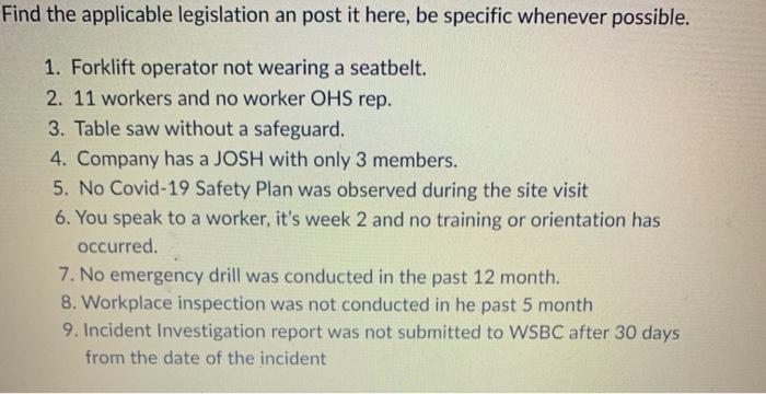 Find the applicable legislation an post it here,