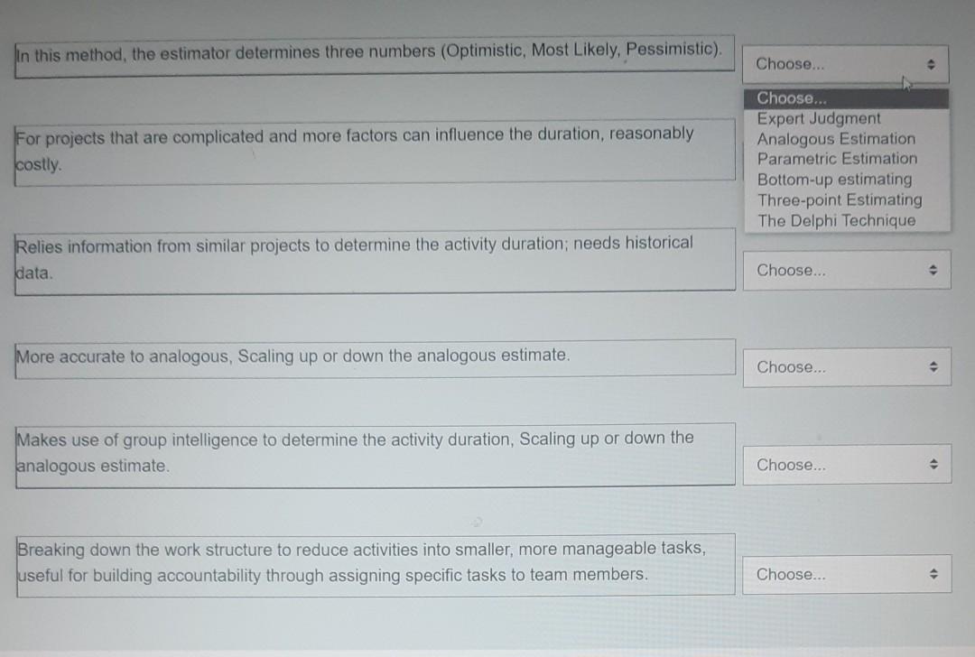 In this method, the estimator determines three