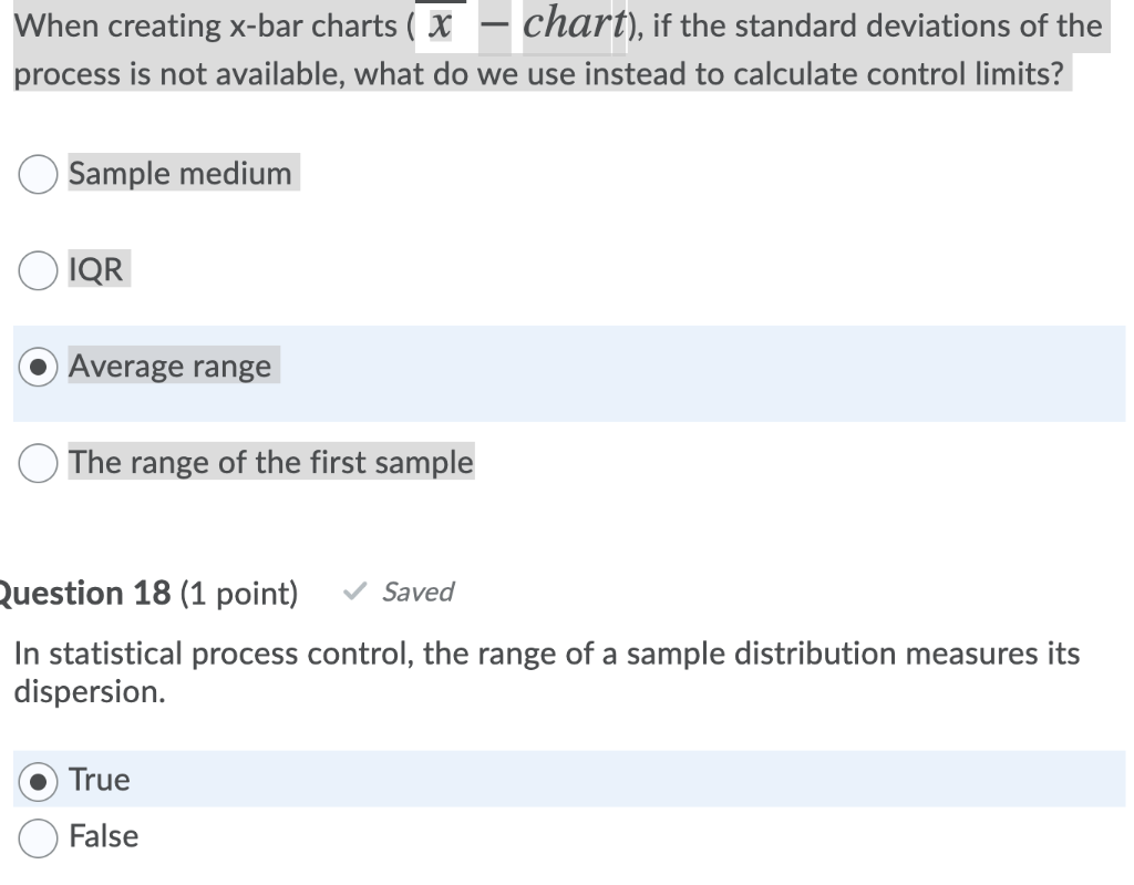 When creating x-bar charts ( x - chart), if the