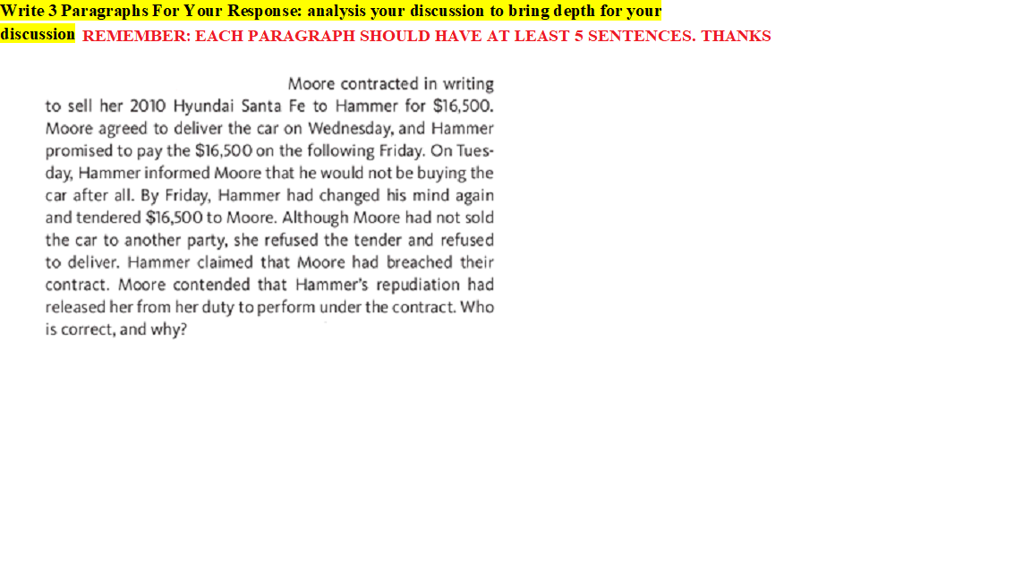 Write 3 Paragraphs For Your Response: analysis