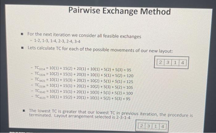 Pairwise Exchange Method - For the next iteration