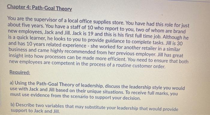 Chapter 4: Path-Goal Theory You are the