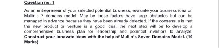 subject:Enterprenurship Question no:1 As an