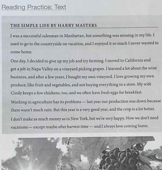 Reading Practice: Text THE SIMPLE LIFE BY HARRY