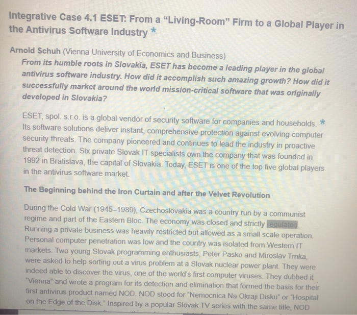Integrative Case 4.1 ESET. From a Living Room