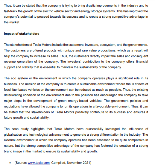 QUESTION 1 Analyse the case study on Tesla and