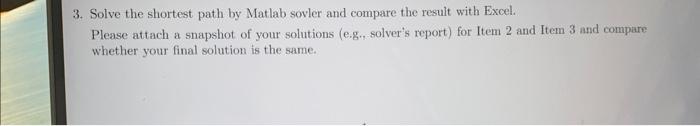 3. Solve the shortest path by Matlab sovler and
