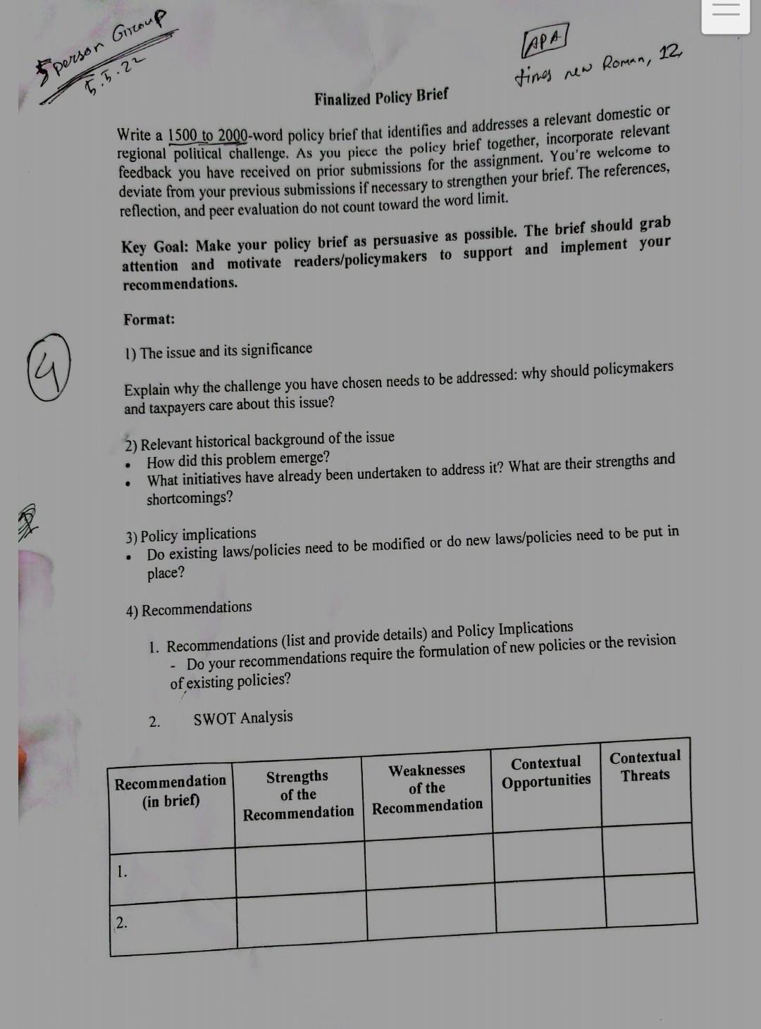 write a policy brief regarding SGD-3 (good health