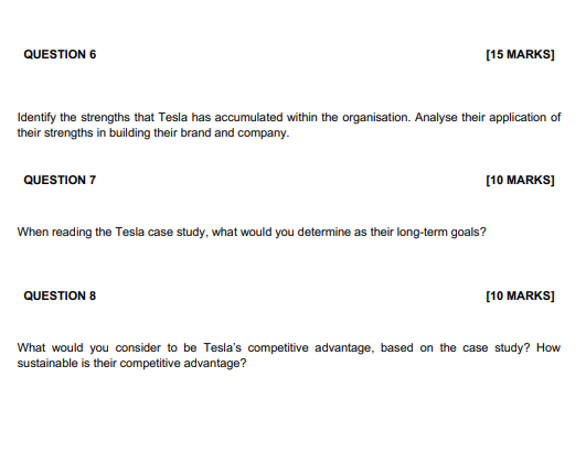 QUESTION 1 Analyse the case study on Tesla and